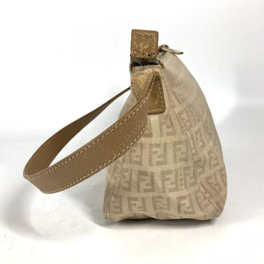 FENDI Zucchino Zucca logo bag Shoulder Bag Leather/Canvas Beige - Picture 3 of 14
